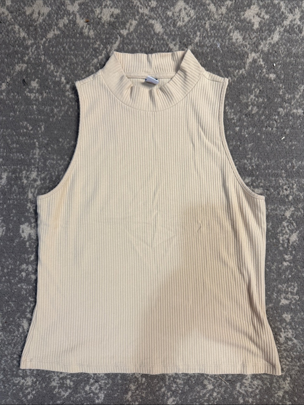Old Navy Cream Ribbed Mock Neck Tank